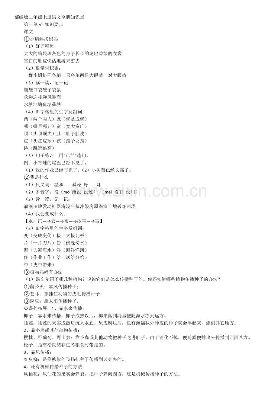 二年级上册语文素材资料---全册知识点--人教(部编版).pdf_第1页