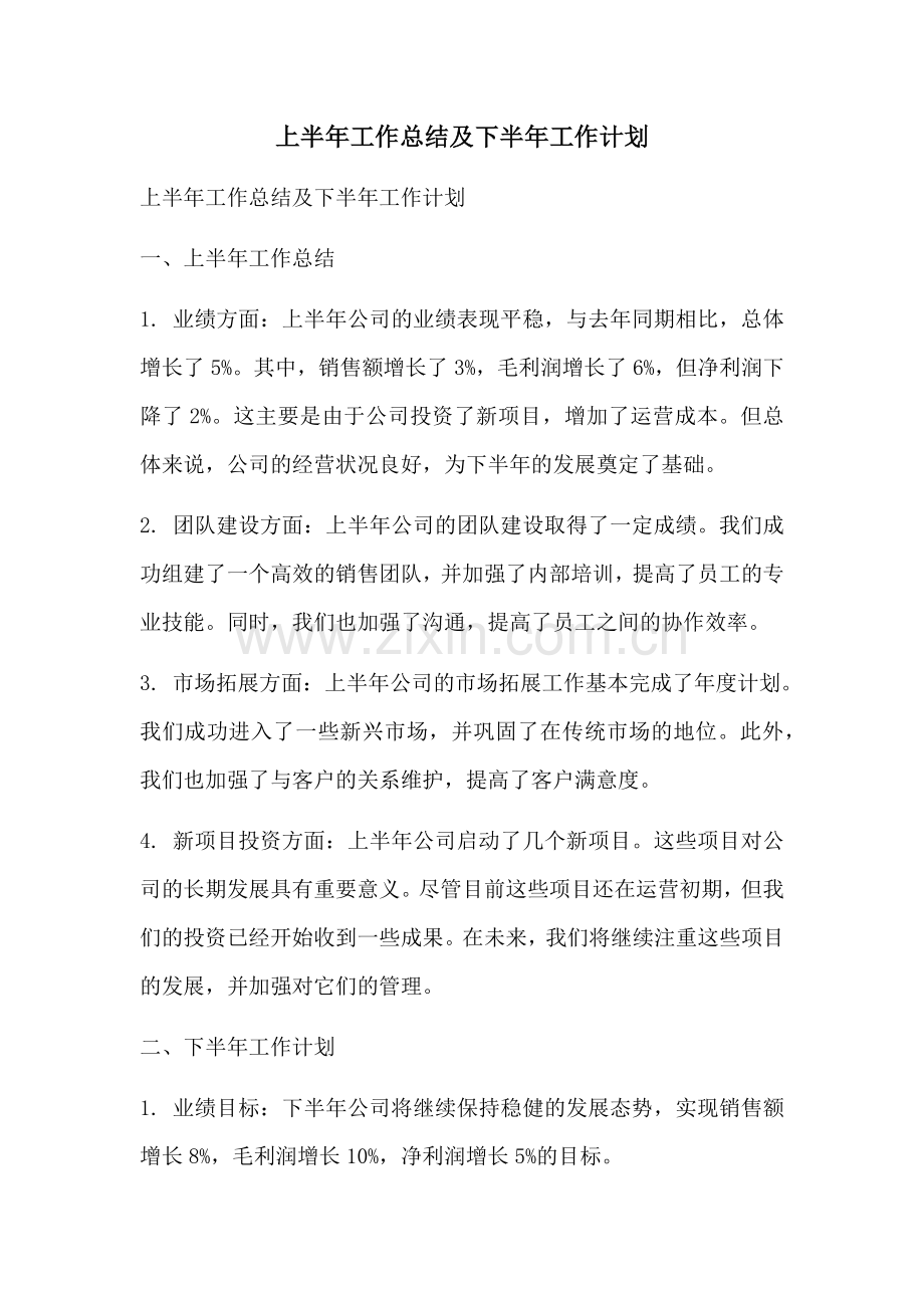 上半年工作总结及下半年工作计划 (2).docx_第1页