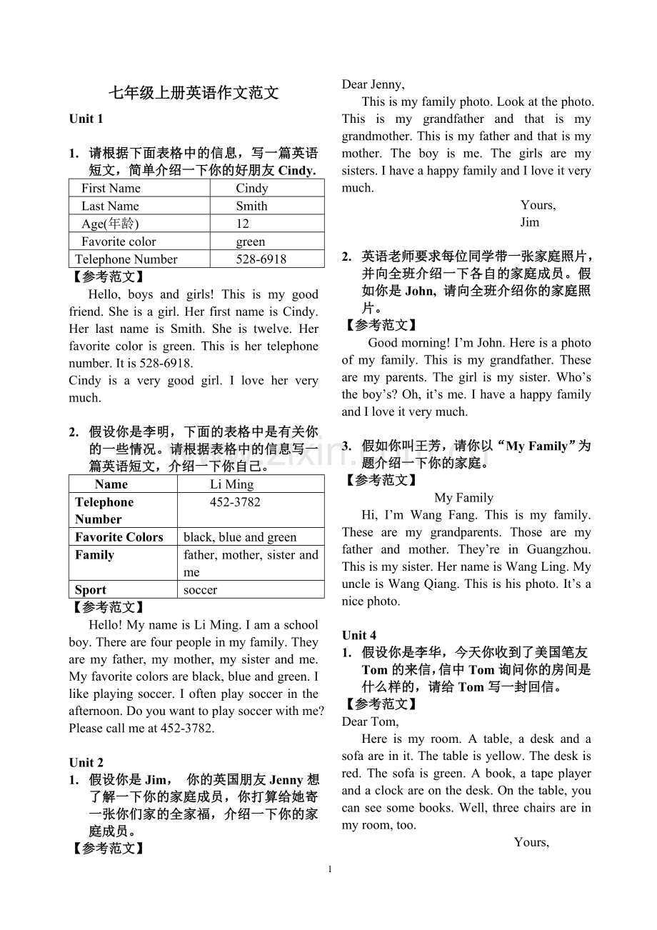 七年级英语作文范文(上).doc_第1页