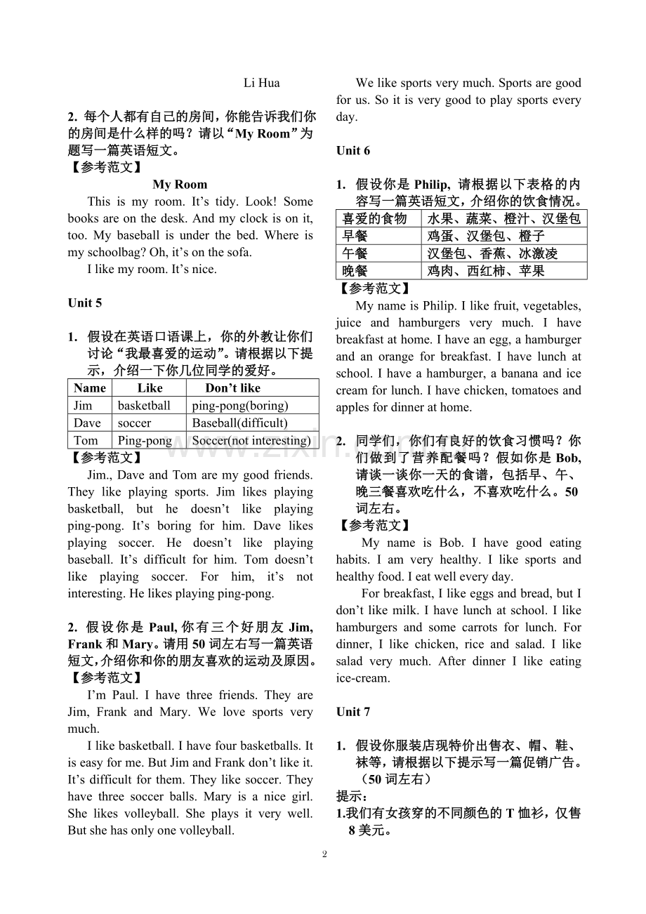 七年级英语作文范文(上).doc_第2页