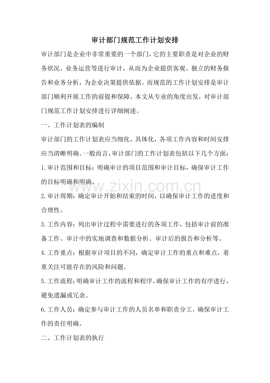 审计部门规范工作计划安排.pdf_第1页