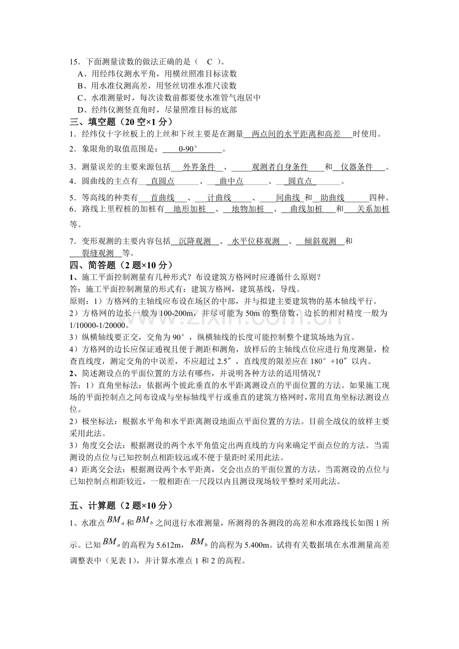 工程测量试题A答案.doc_第2页
