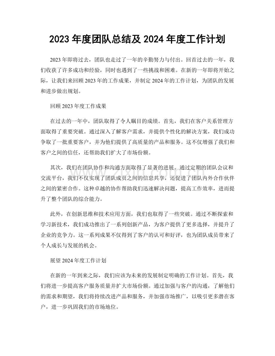 2023年度团队总结及2024年度工作计划.docx_第1页