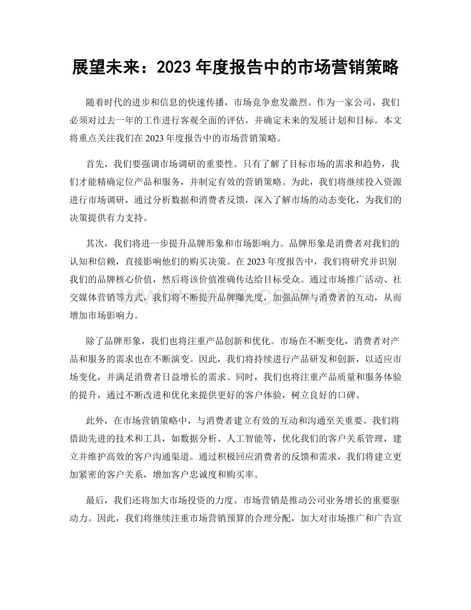 展望未来：2023年度报告中的市场营销策略.docx_第1页