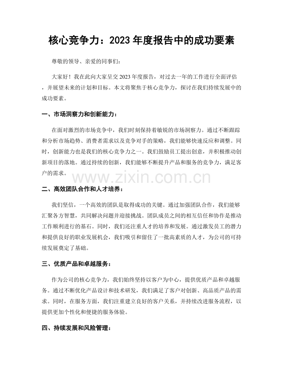 核心竞争力：2023年度报告中的成功要素.docx_第1页
