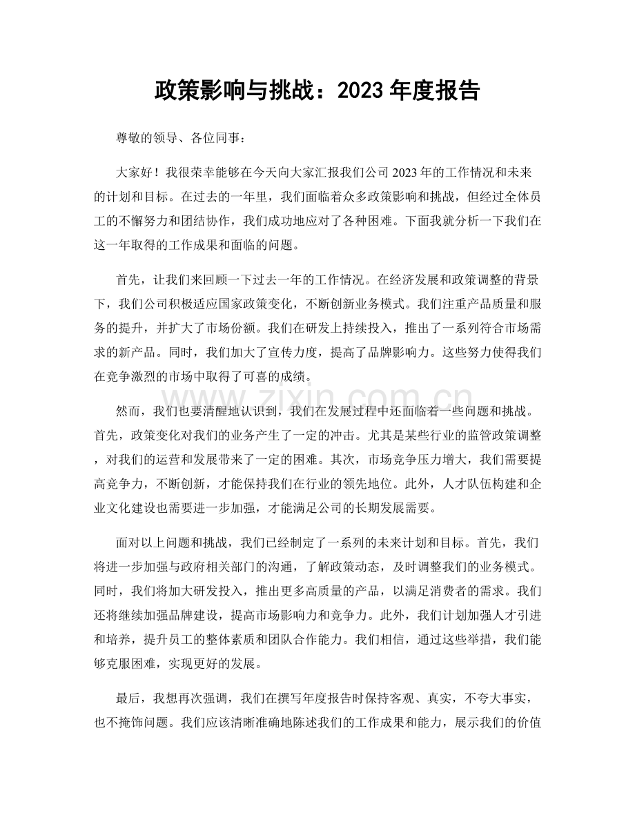 政策影响与挑战：2023年度报告.docx_第1页