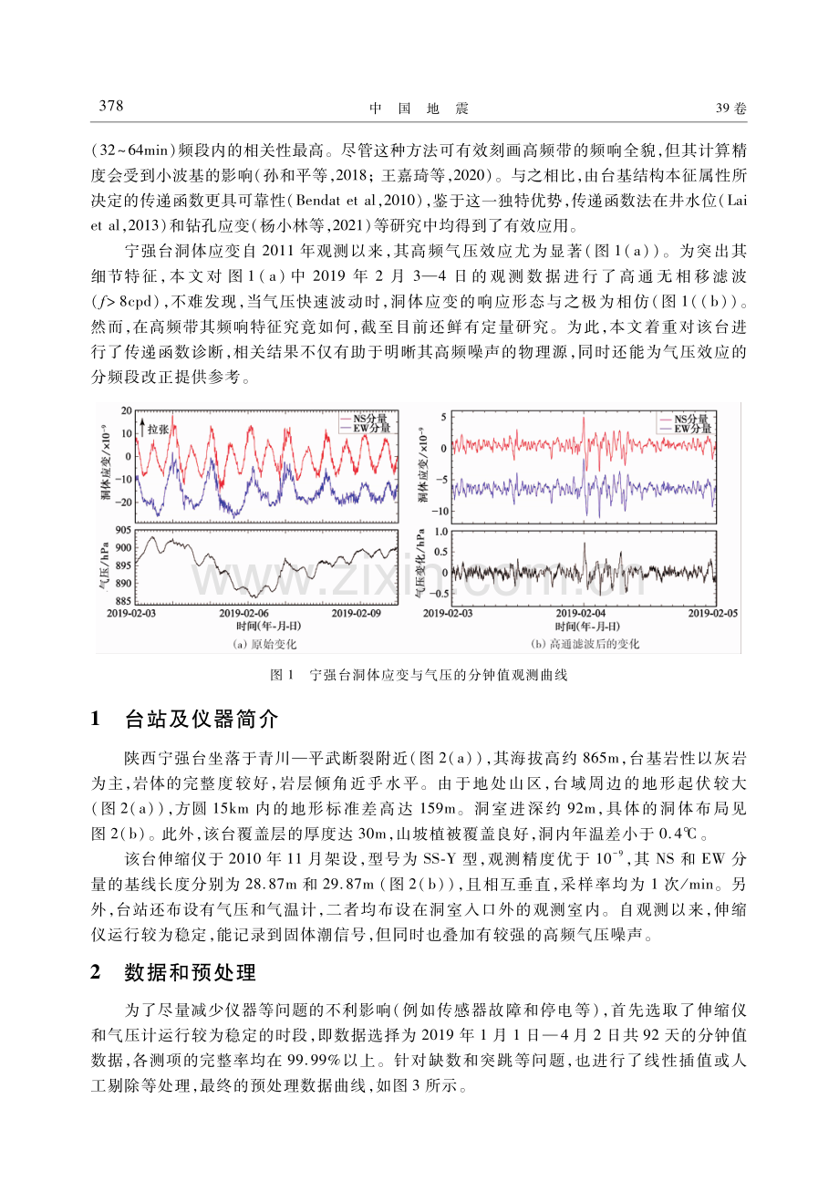洞体应变对高频气压波响应的传递函数——以陕西宁强台为例.pdf_第2页