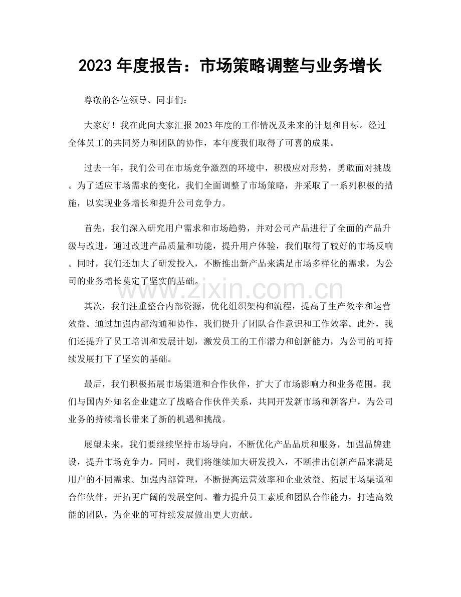 2023年度报告：市场策略调整与业务增长.docx_第1页