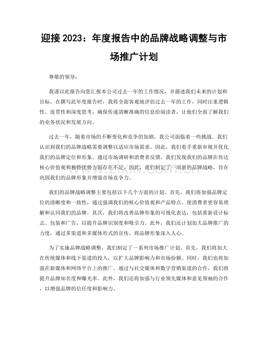 迎接2023：年度报告中的品牌战略调整与市场推广计划.docx_第1页
