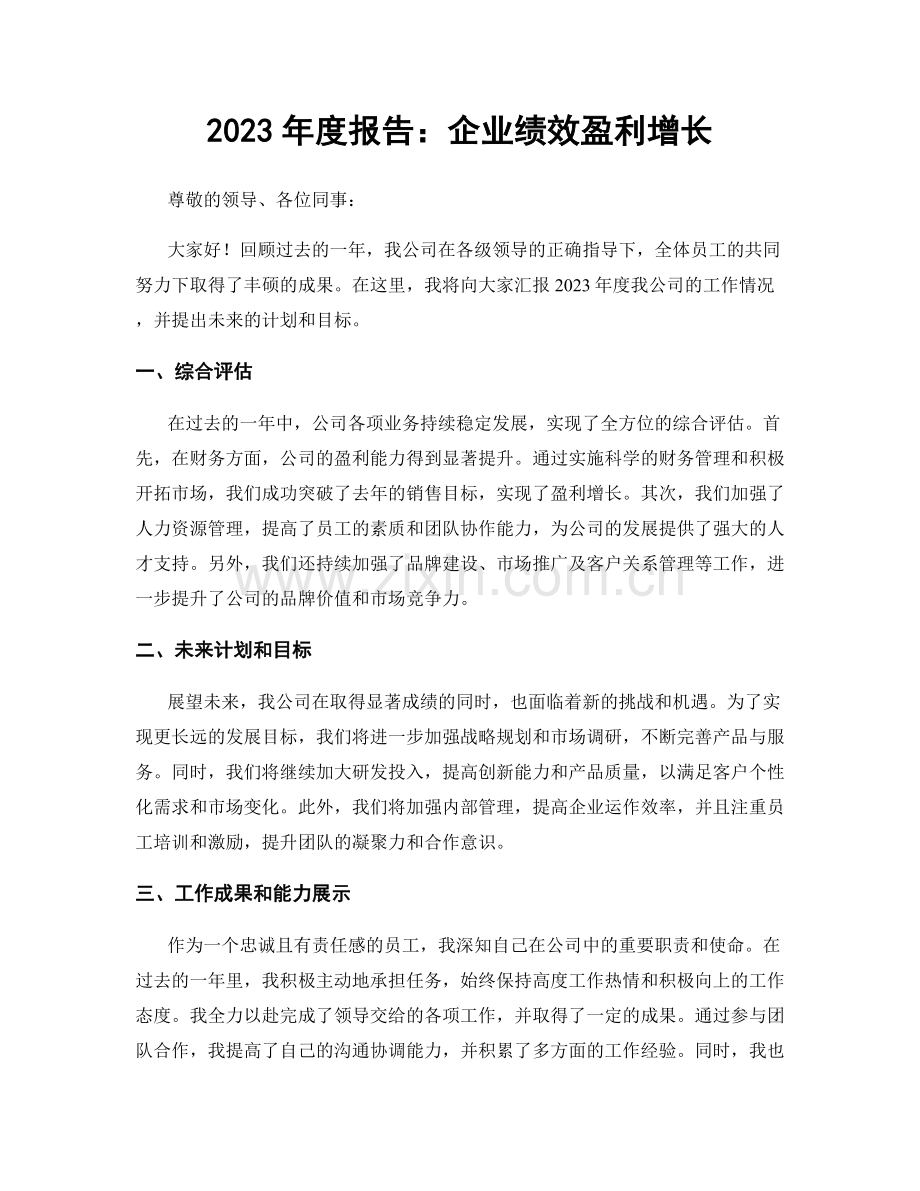 2023年度报告：企业绩效盈利增长.docx_第1页
