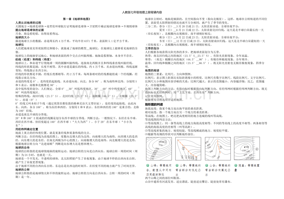 人教版七年级地理上册背诵内容.doc_第1页