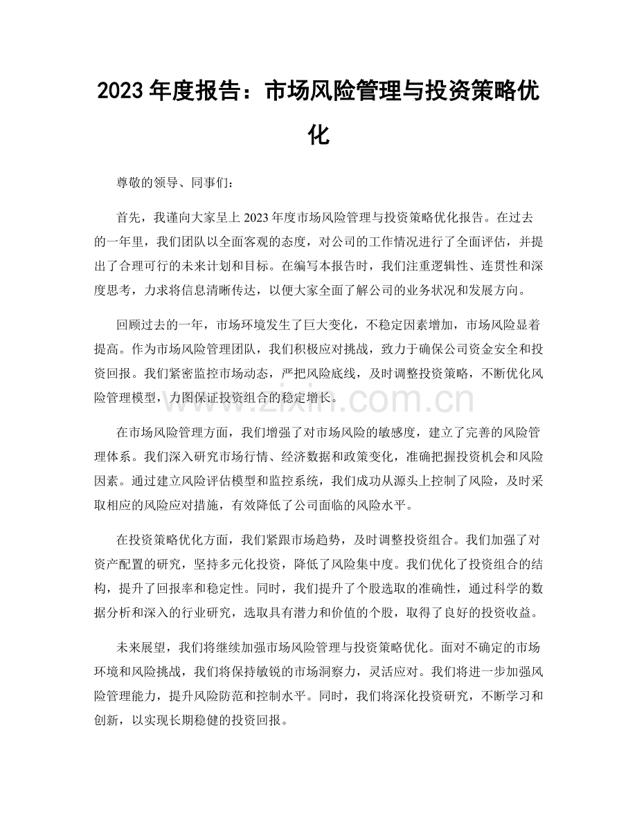 2023年度报告：市场风险管理与投资策略优化.docx_第1页