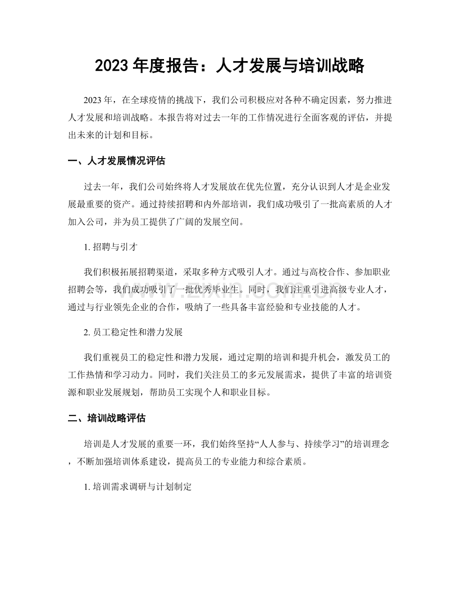 2023年度报告：人才发展与培训战略.docx_第1页
