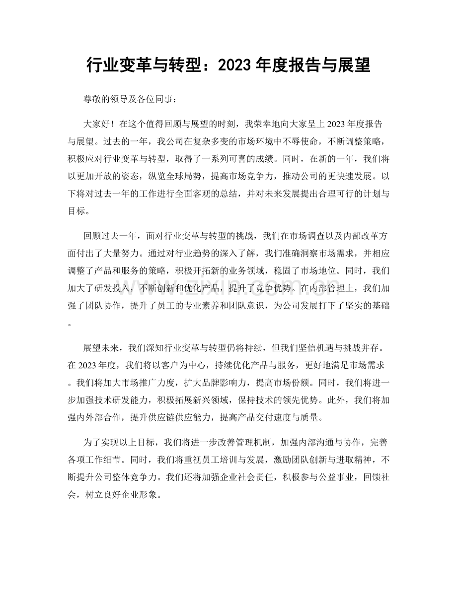 行业变革与转型：2023年度报告与展望.docx_第1页