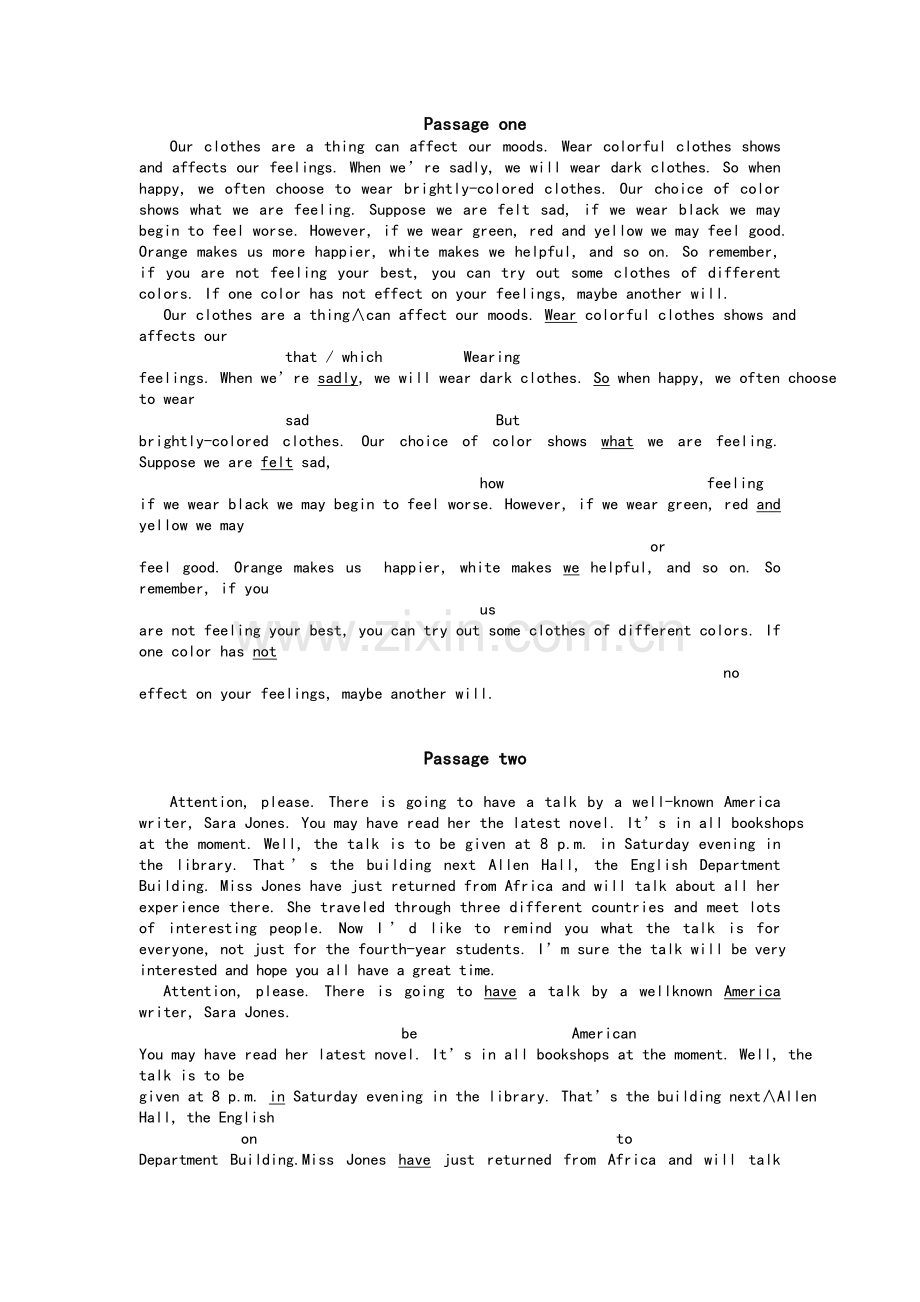 高一短文改错专练.doc_第1页