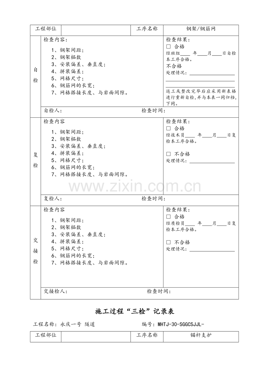 隧道施工三检表.doc_第2页