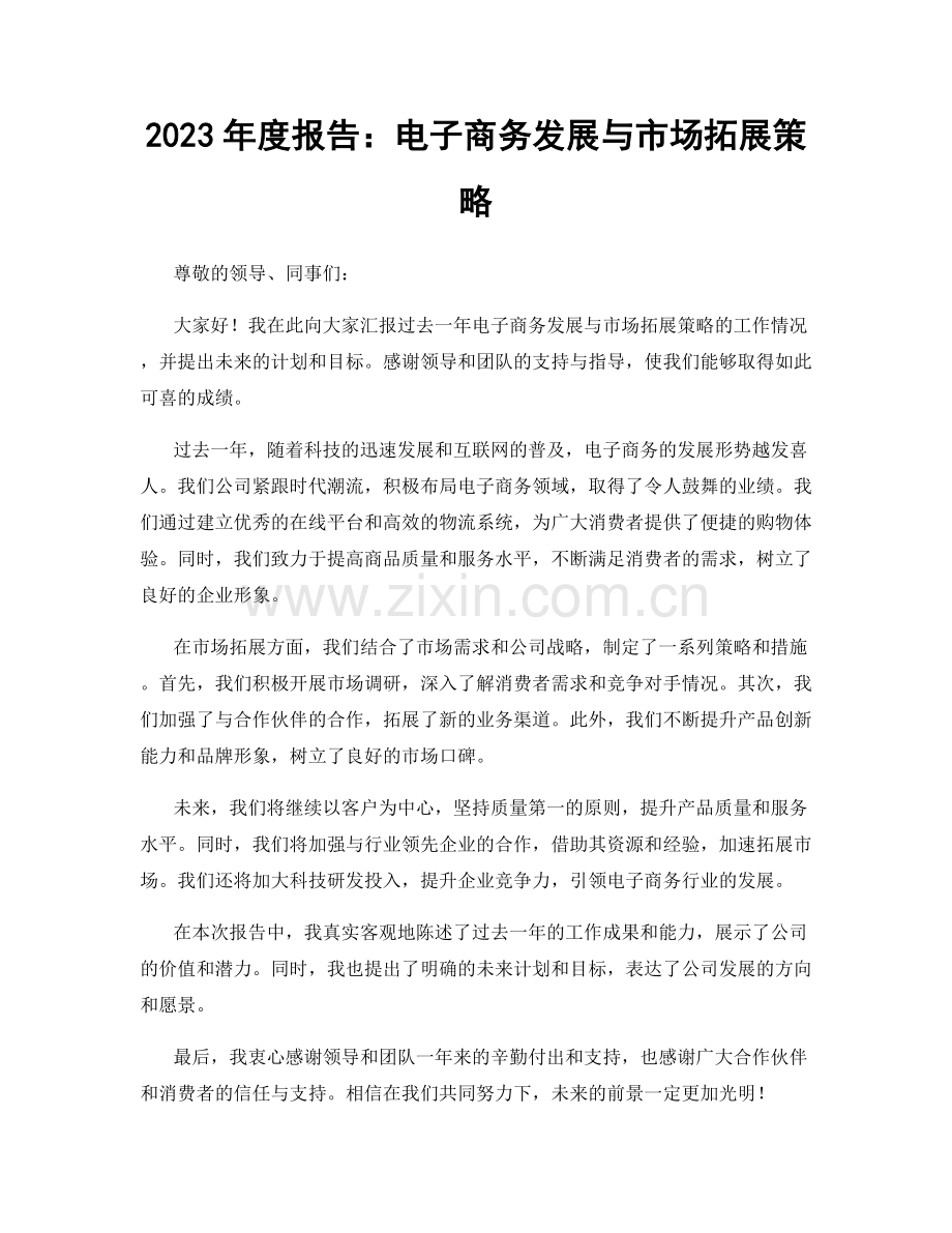 2023年度报告：电子商务发展与市场拓展策略.docx_第1页