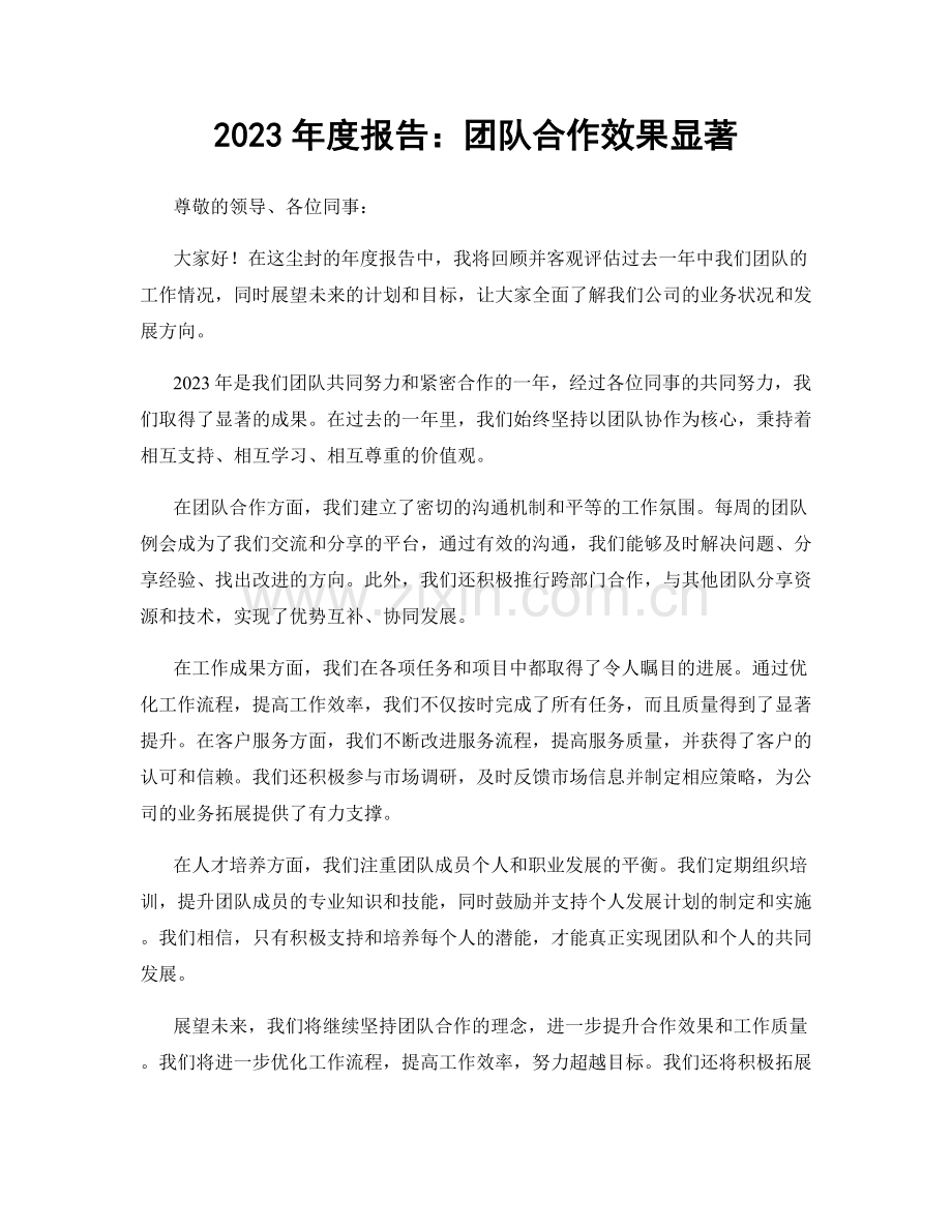 2023年度报告：团队合作效果显著.docx_第1页