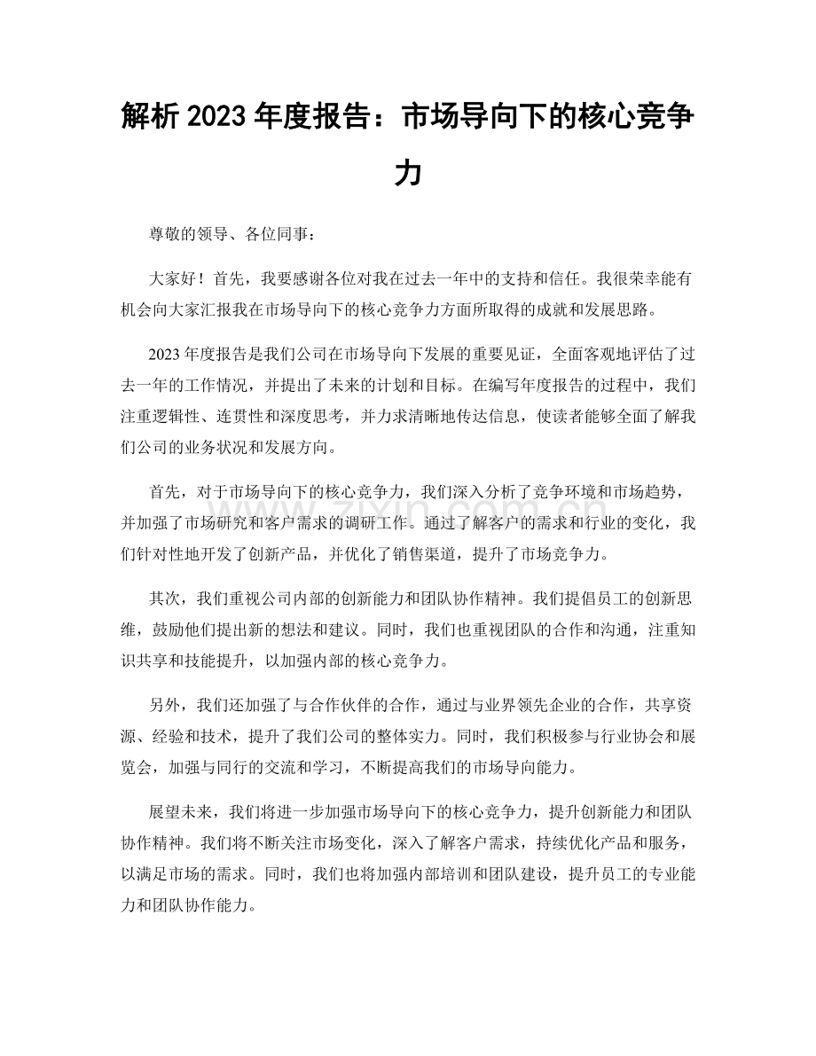解析2023年度报告：市场导向下的核心竞争力.docx_第1页