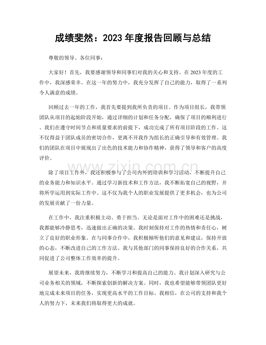 成绩斐然：2023年度报告回顾与总结.docx_第1页