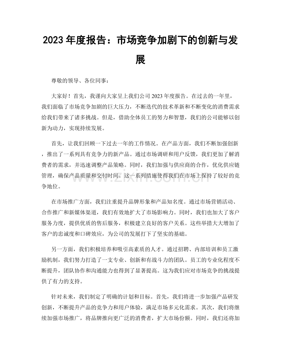 2023年度报告：市场竞争加剧下的创新与发展.docx_第1页