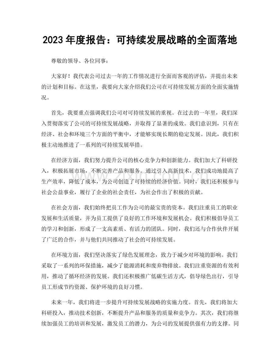 2023年度报告：可持续发展战略的全面落地.docx_第1页