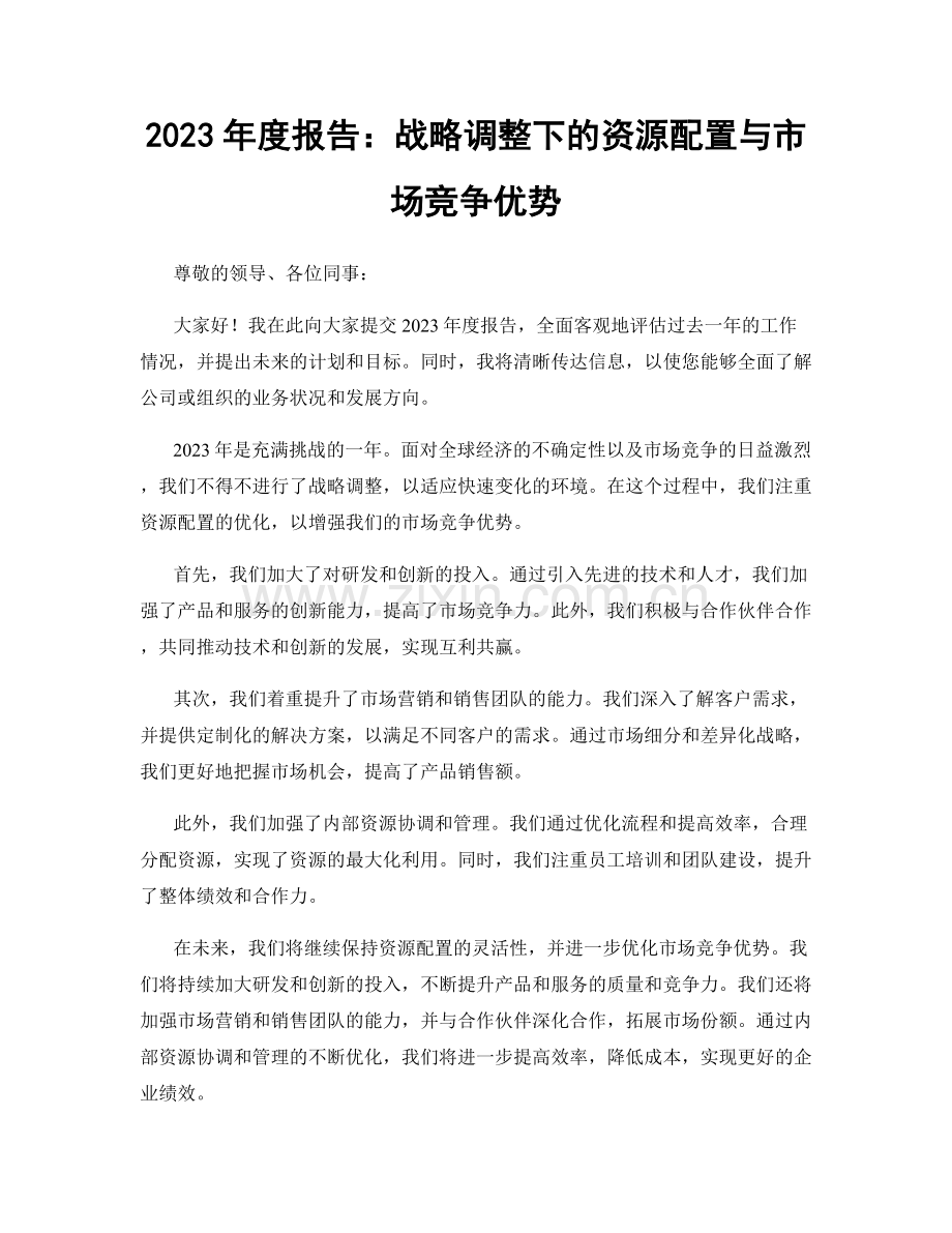 2023年度报告：战略调整下的资源配置与市场竞争优势.docx_第1页