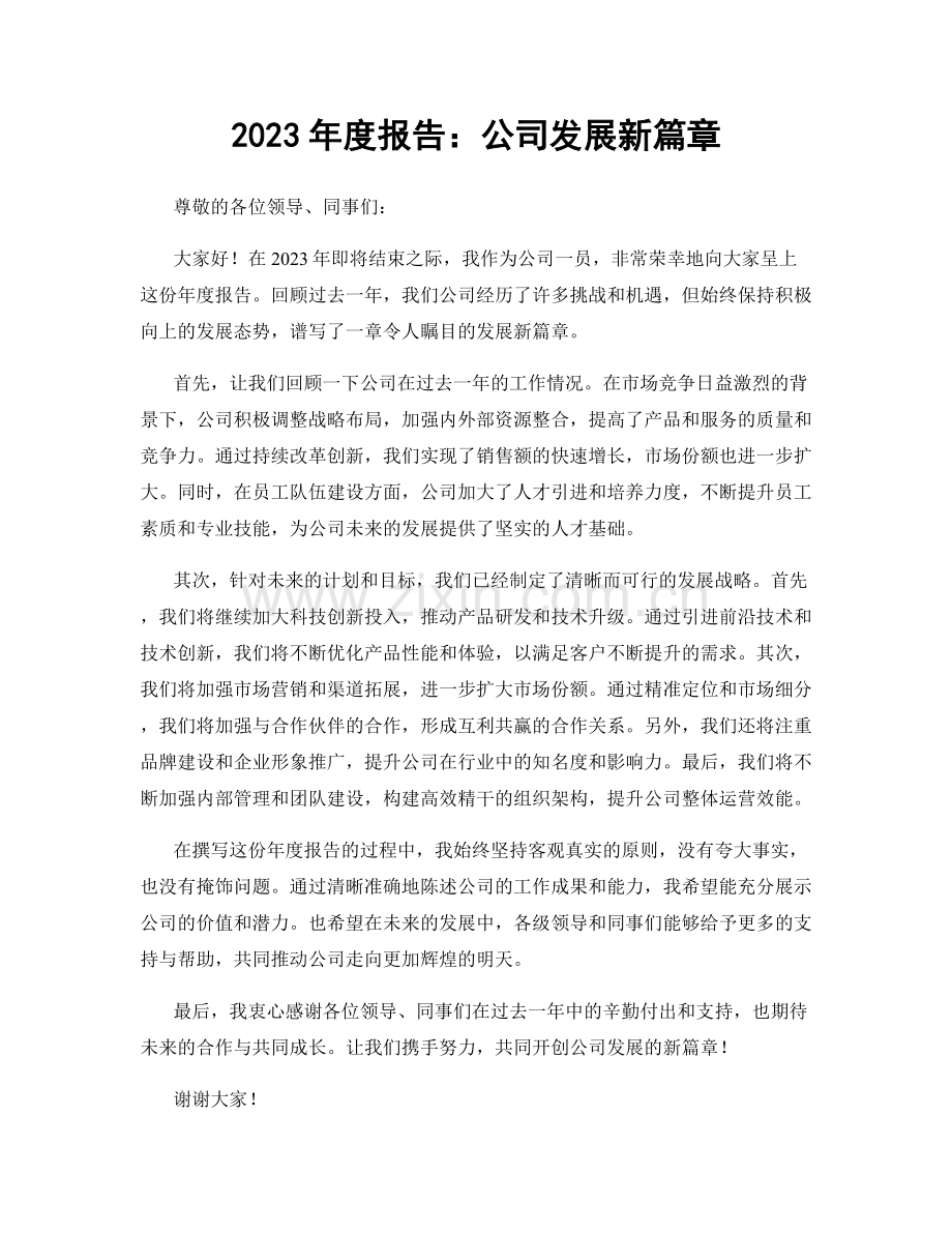 2023年度报告：公司发展新篇章.docx_第1页