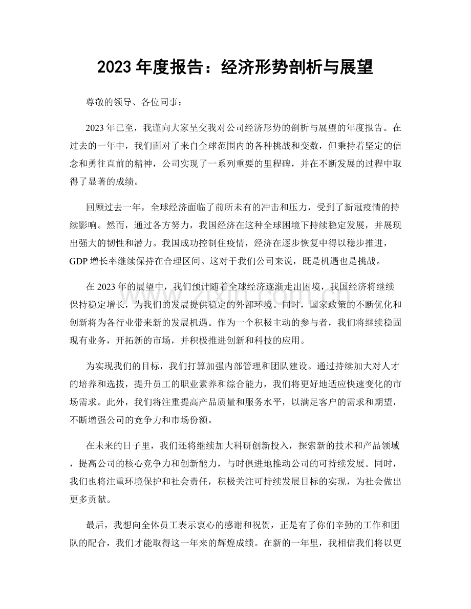2023年度报告：经济形势剖析与展望.docx_第1页
