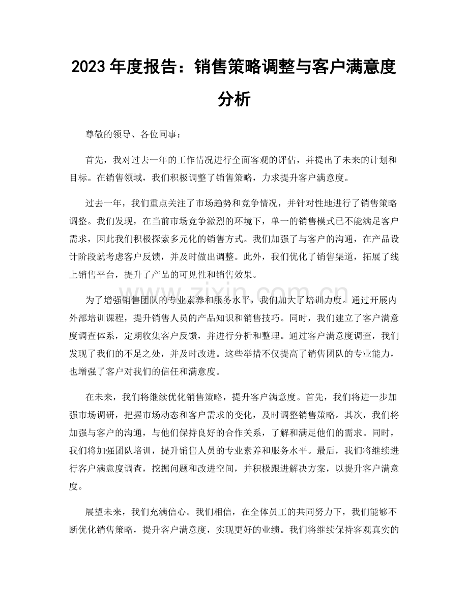 2023年度报告：销售策略调整与客户满意度分析.docx_第1页