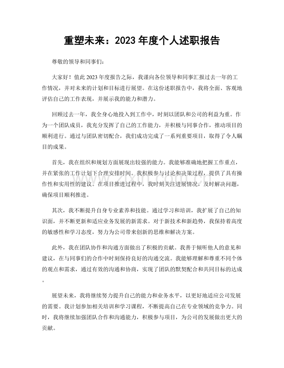 重塑未来：2023年度个人述职报告.docx_第1页
