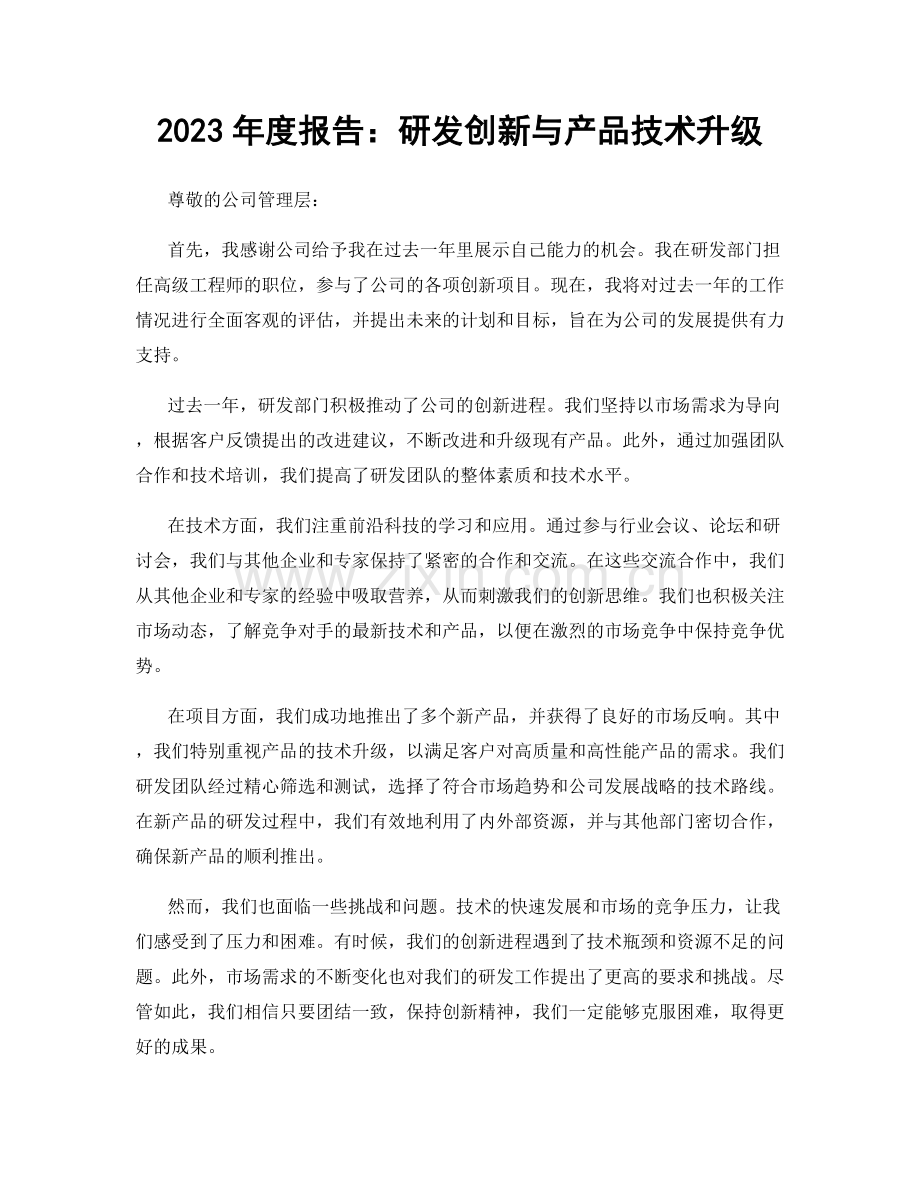 2023年度报告：研发创新与产品技术升级.docx_第1页