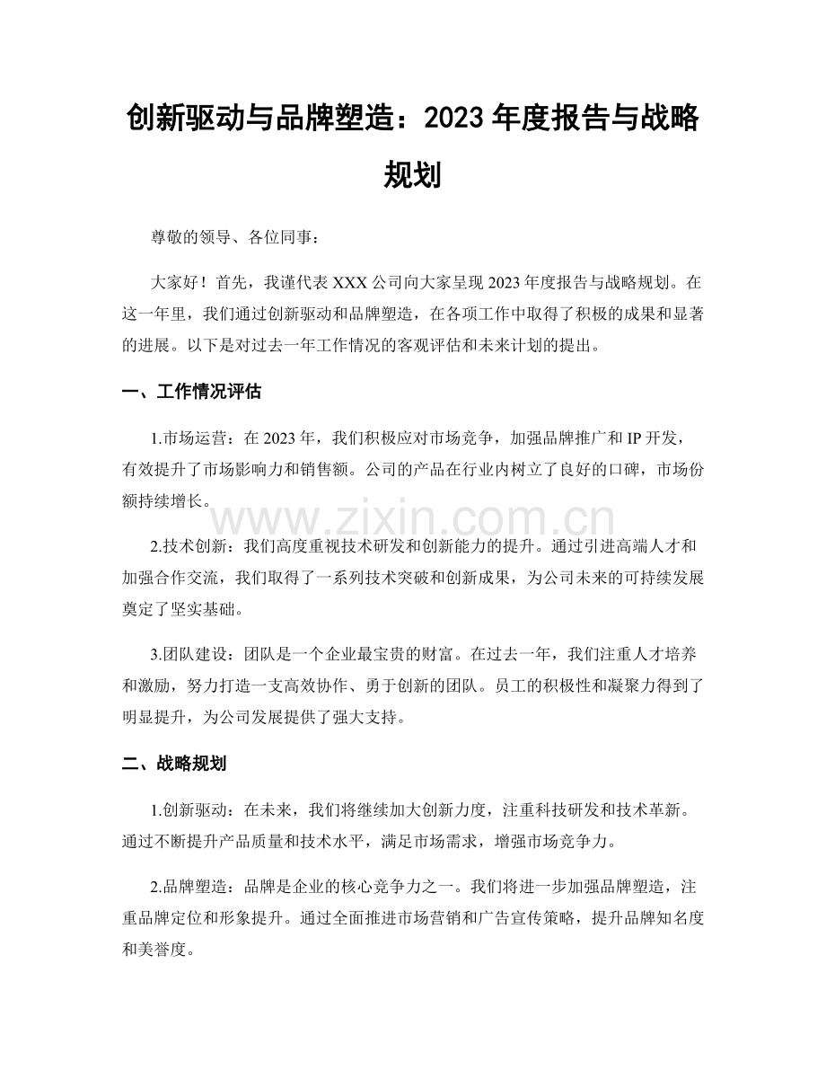 创新驱动与品牌塑造：2023年度报告与战略规划.docx_第1页