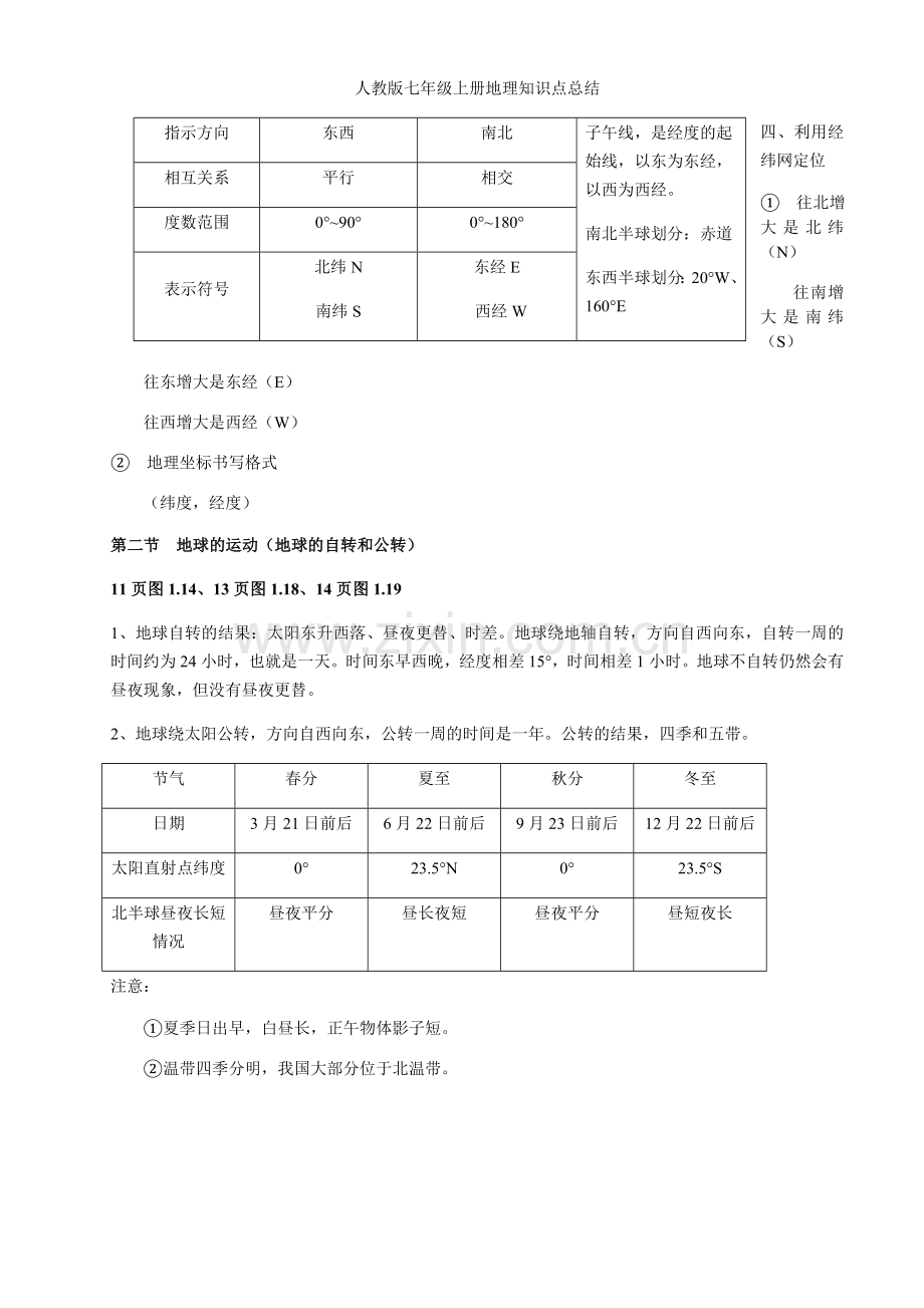人教版七年级上册地理知识点总结.doc_第2页