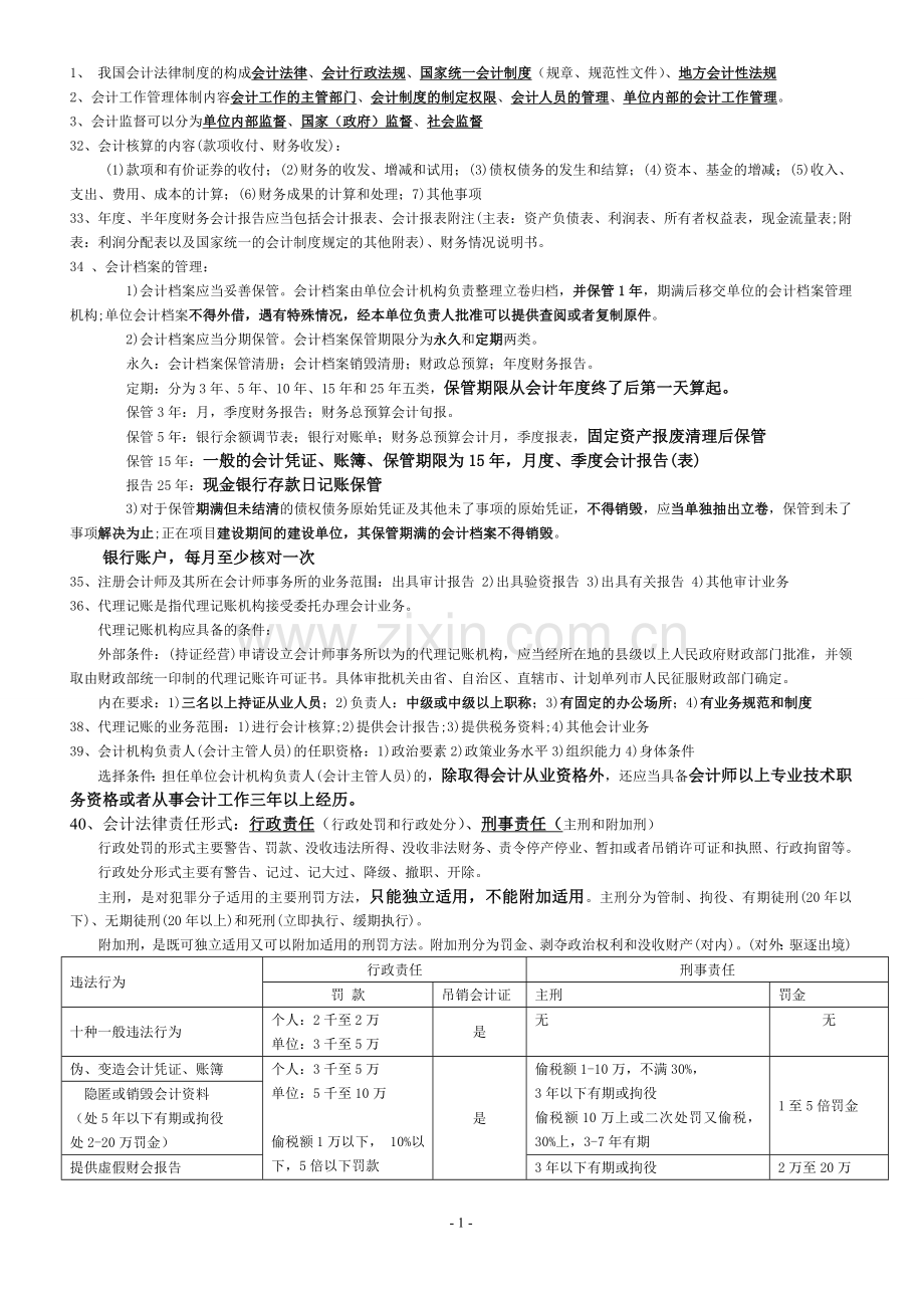 2011财经法规与会计职业道德重点综合归纳.doc_第1页