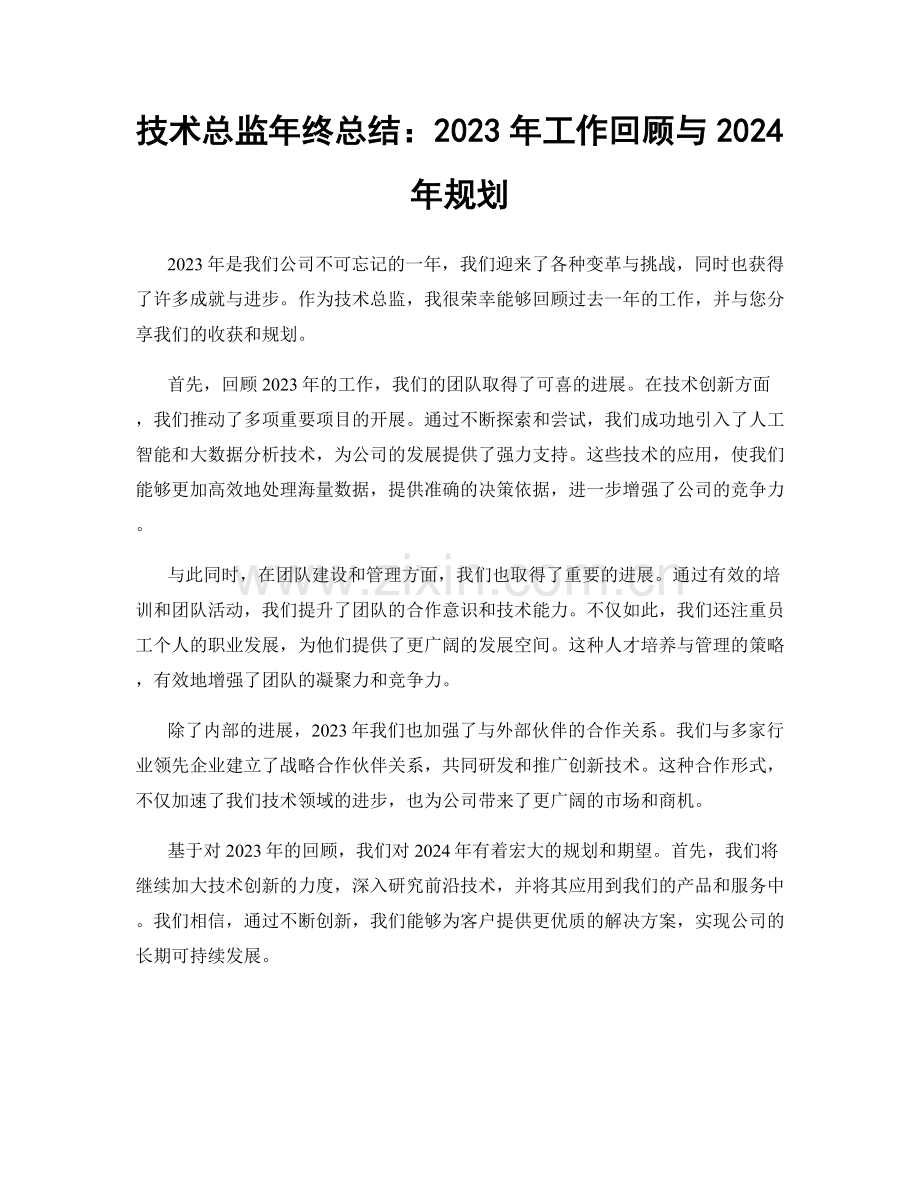 技术总监年终总结：2023年工作回顾与2024年规划.docx_第1页