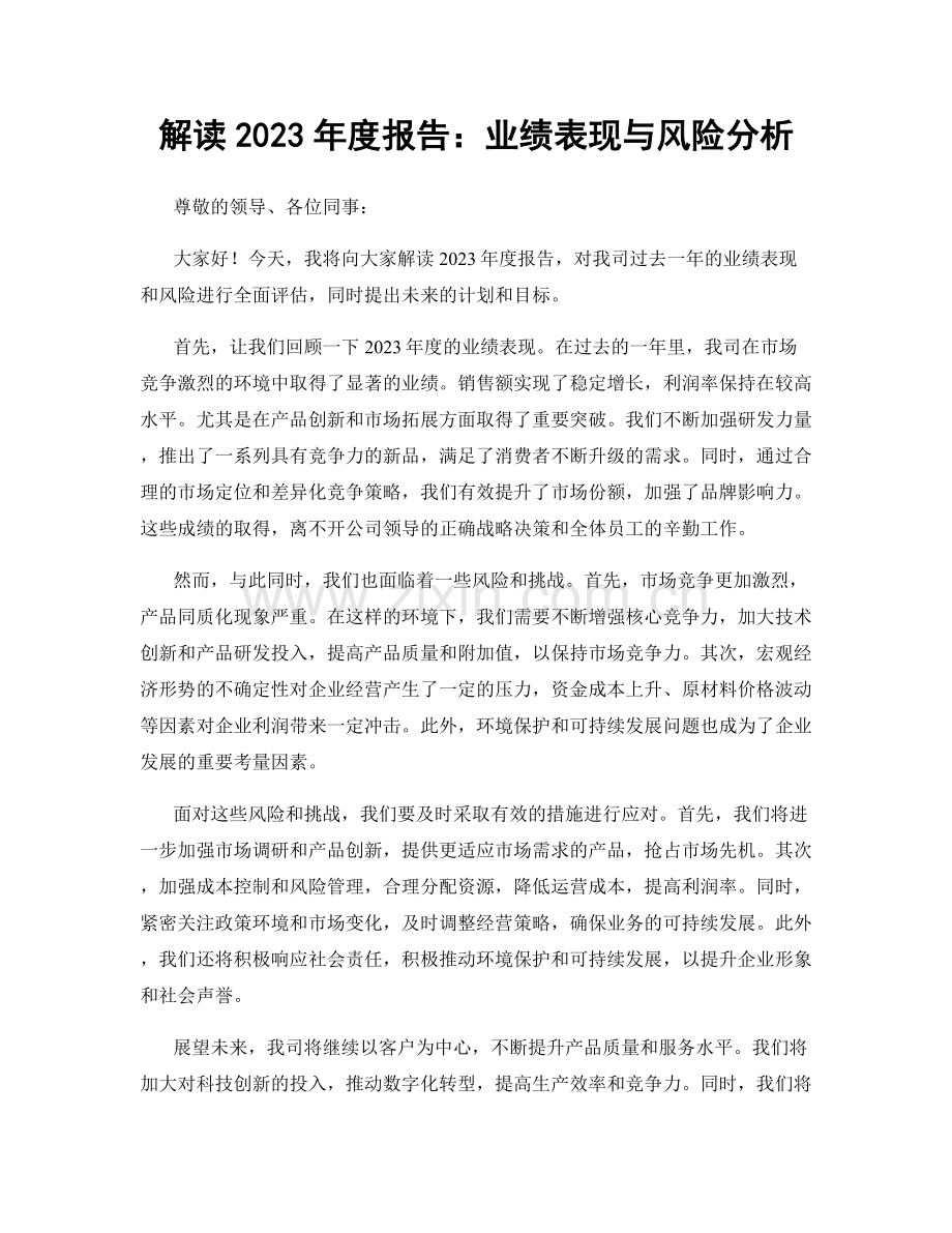 解读2023年度报告：业绩表现与风险分析.docx_第1页