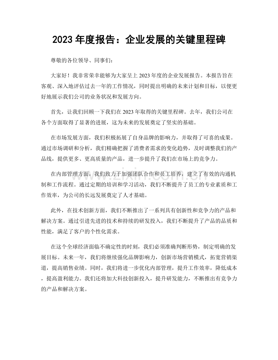 2023年度报告：企业发展的关键里程碑.docx_第1页