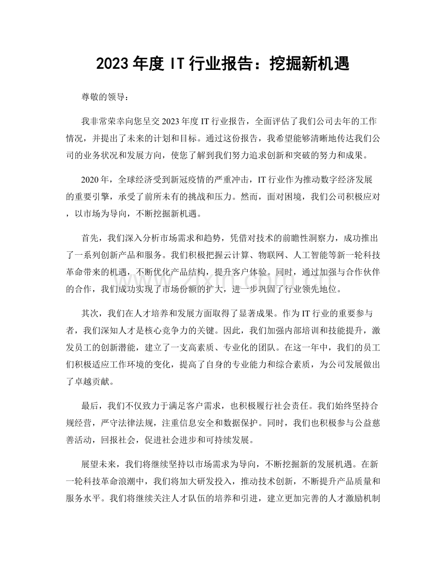 2023年度IT行业报告：挖掘新机遇.docx_第1页