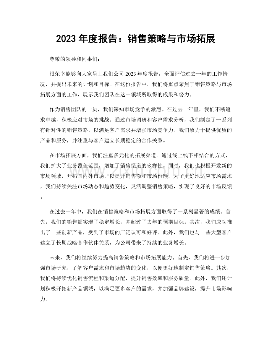 2023年度报告：销售策略与市场拓展.docx_第1页