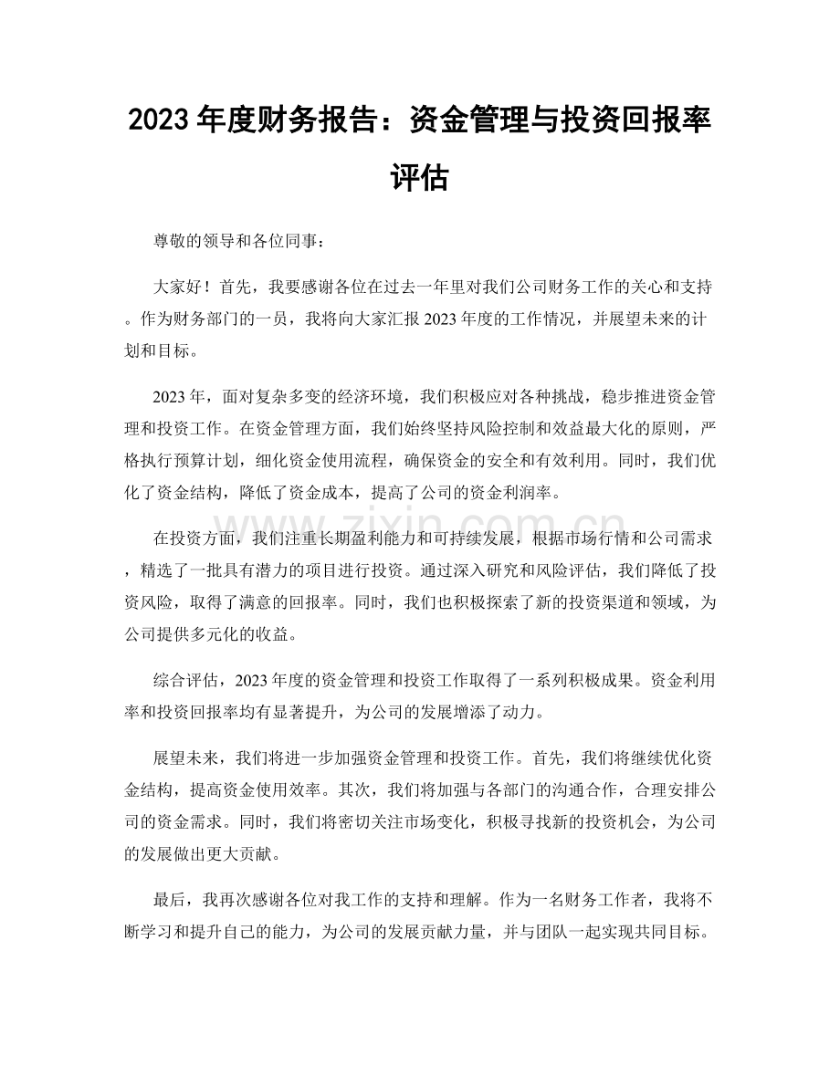 2023年度财务报告：资金管理与投资回报率评估.docx_第1页