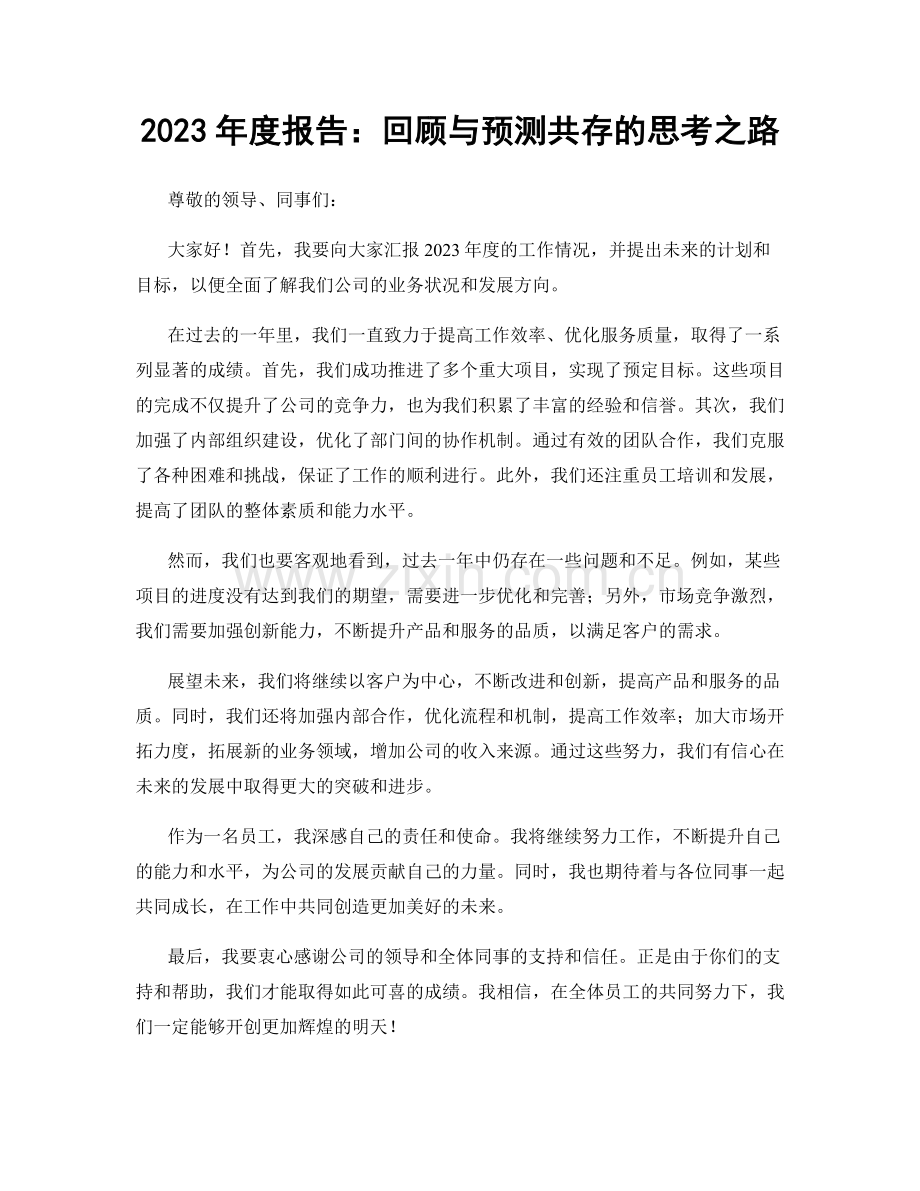 2023年度报告：回顾与预测共存的思考之路.docx_第1页
