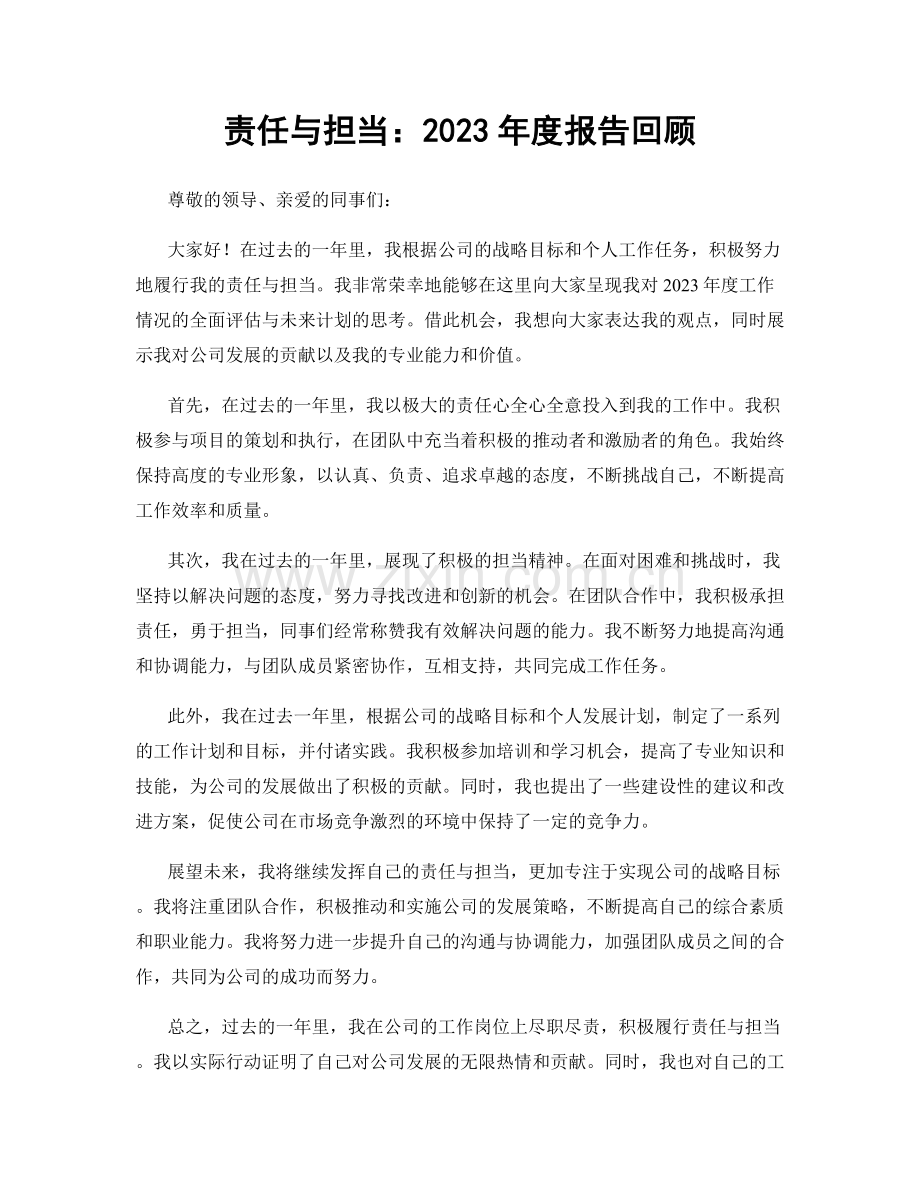 责任与担当：2023年度报告回顾.docx_第1页