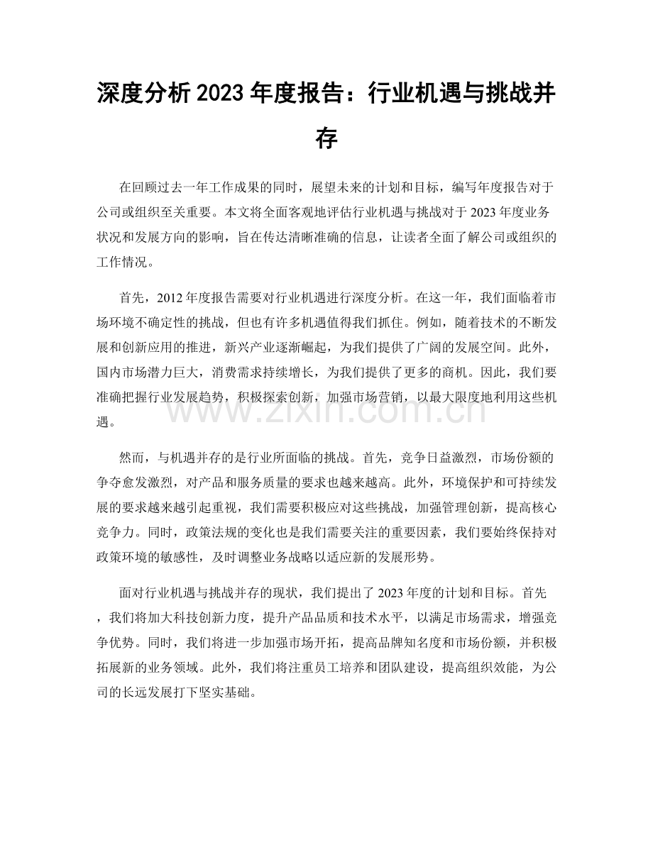 深度分析2023年度报告：行业机遇与挑战并存.docx_第1页