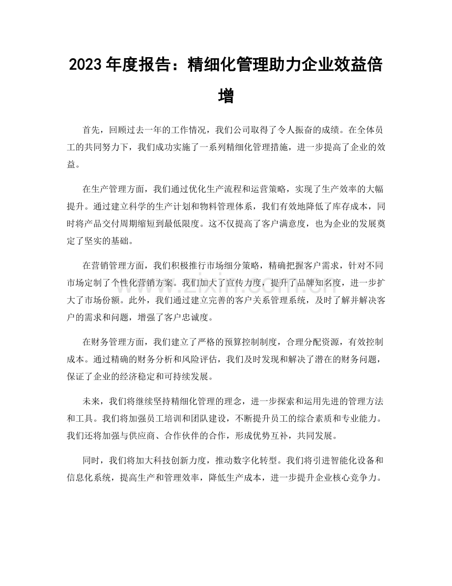 2023年度报告：精细化管理助力企业效益倍增.docx_第1页