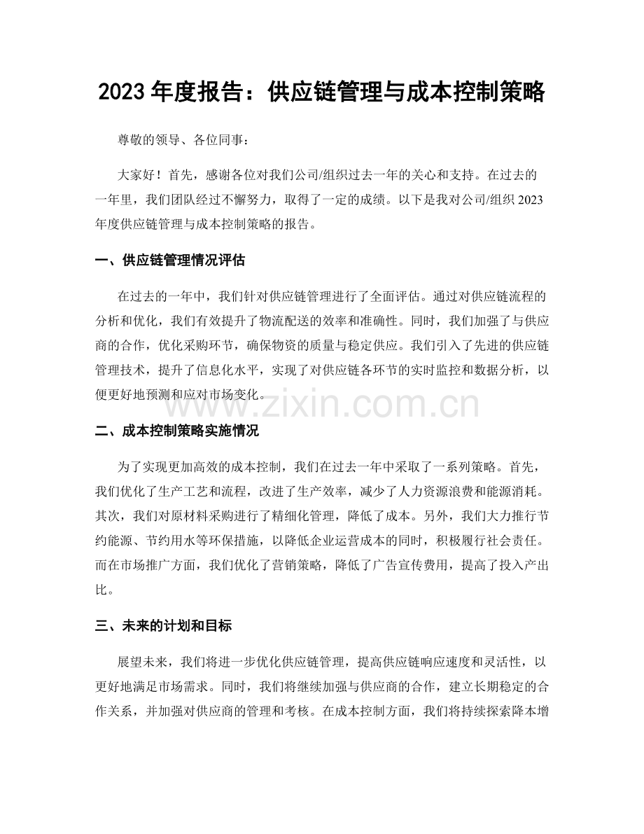 2023年度报告：供应链管理与成本控制策略.docx_第1页