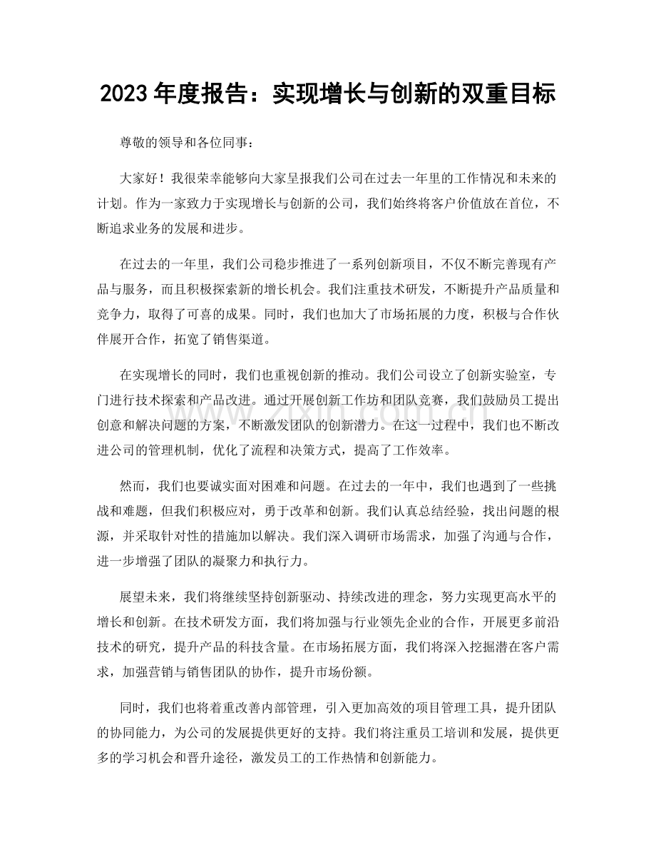 2023年度报告：实现增长与创新的双重目标.docx_第1页