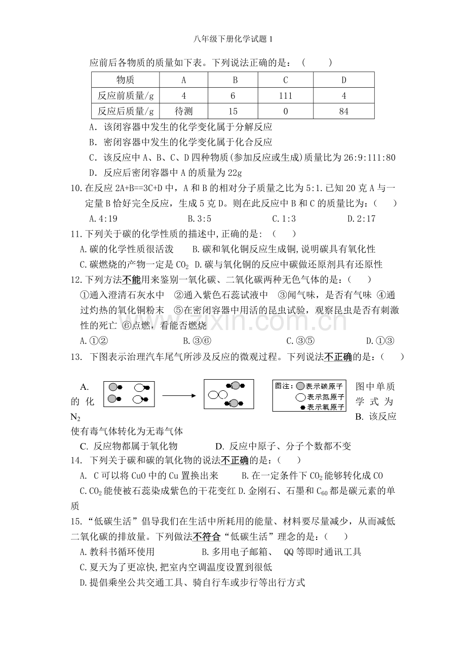 八年级下册化学试题1.doc_第2页