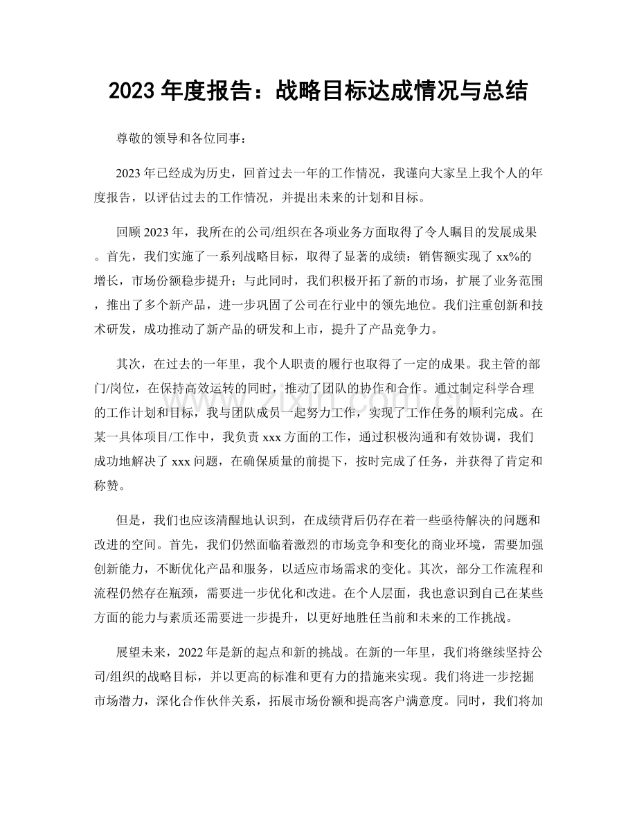 2023年度报告：战略目标达成情况与总结.docx_第1页