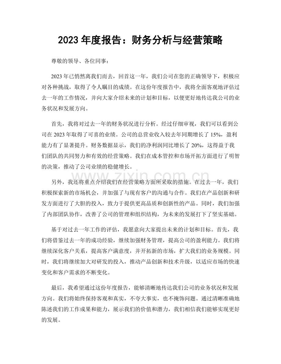 2023年度报告：财务分析与经营策略.docx_第1页
